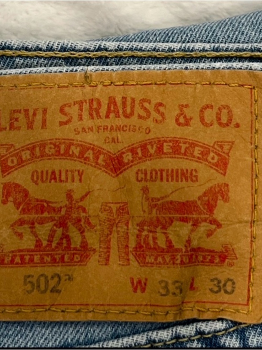 Levi Strauss 502 Relaxed Tapered Fit Men's Jeans in Blue Denim Size W33 L30